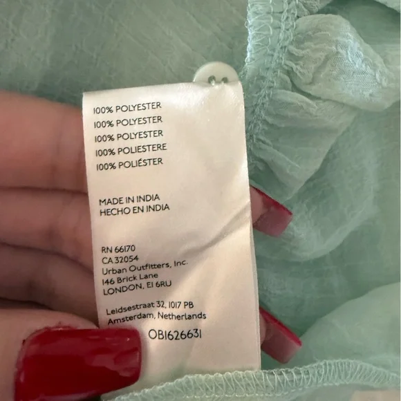 Free People Callie Sheer Flowy Light Green Ruffled Tunic Blouse Boho Drapey Chic - Picture 8 of 10